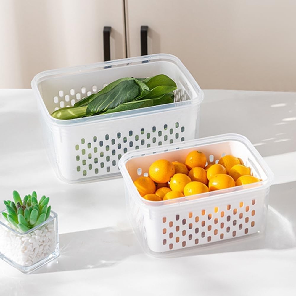 2 Pack Fruit Storage Containers Fridge Stackable Food Storage Containers W/