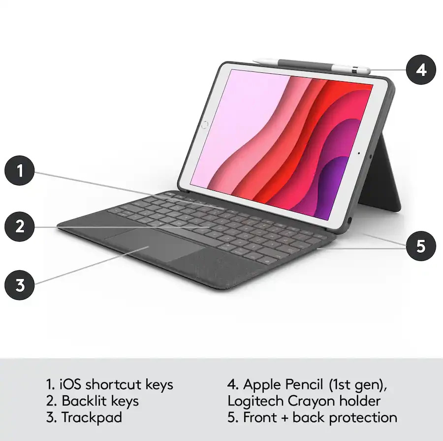Logitech Combo Touch Keyboard Folio for Apple iPad 10.2" (7th, 8th & 9th Gen)