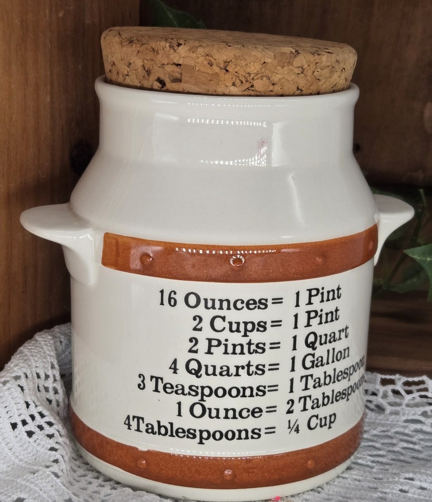 ceramic container w/ measurements (25098) hand painted