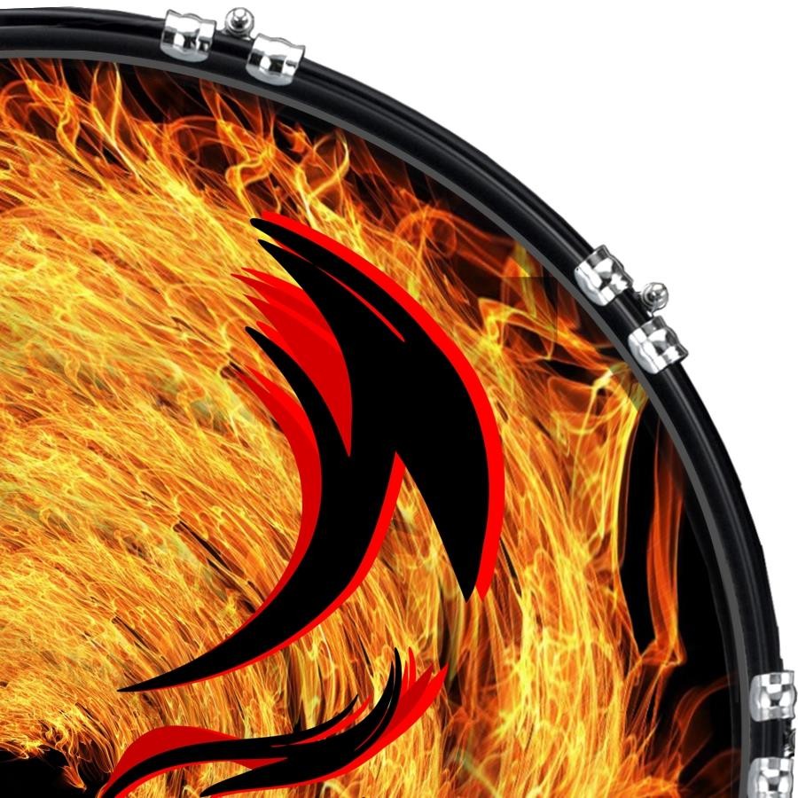 22" Custom Bass Kick Drum Front Head Graphic Graphical Fire Face