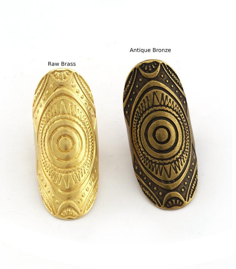 Boho Big Ring Adjustable Long Ring Raw brass-Antique Silver-copper-Bronze 2657