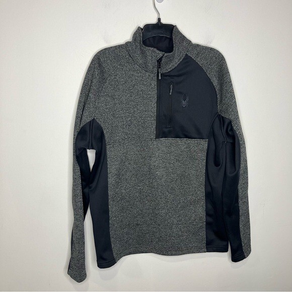 Spyder half zip sweater gait pullover gray black size large