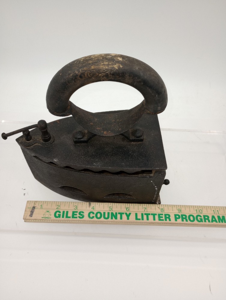Antique Cast Sad Iron Coal Fired Clothes Press Iron