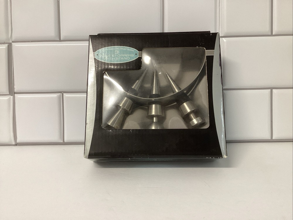 COMMERCIAL STAINLESS 3 WINE STOPPER WITH STAND