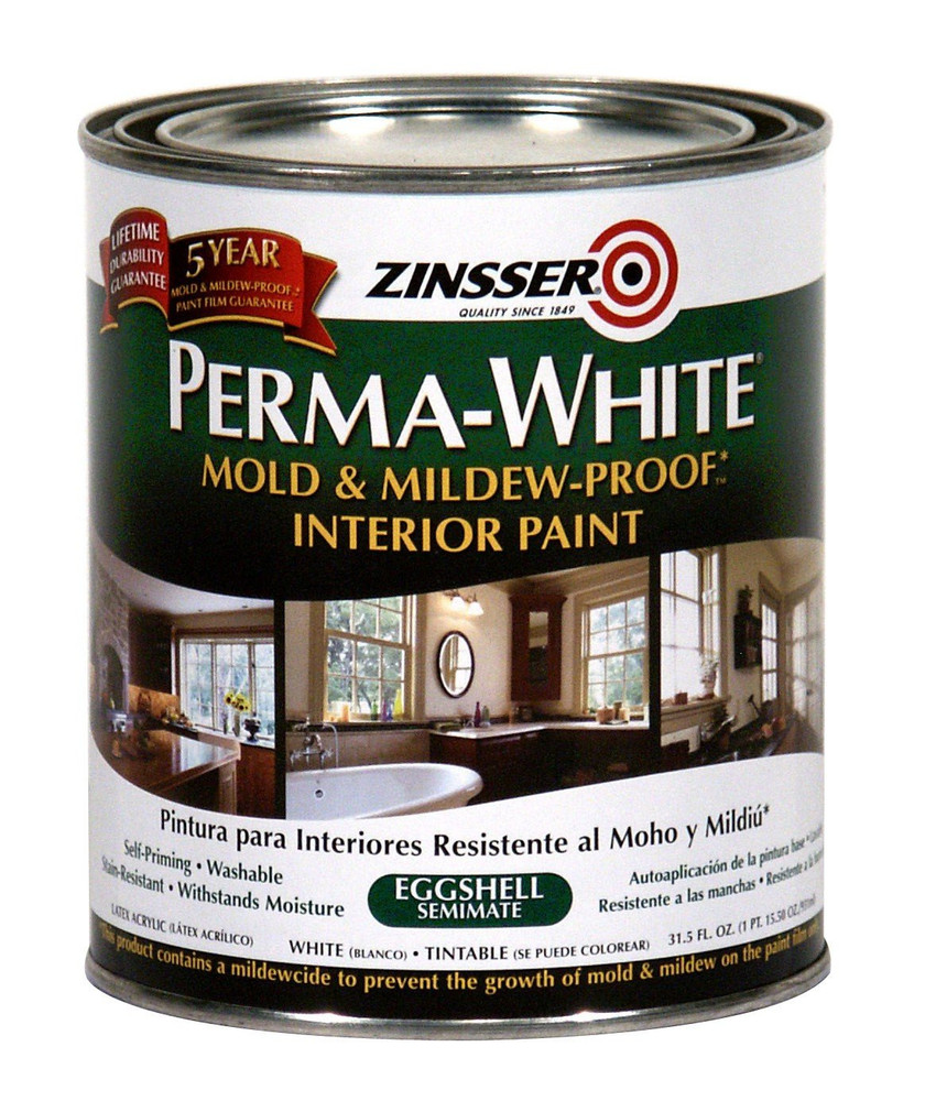Zinsser Perma-Mold Mildew-Proof Eggshell Paint, 6 Pack, 1 Quart Each