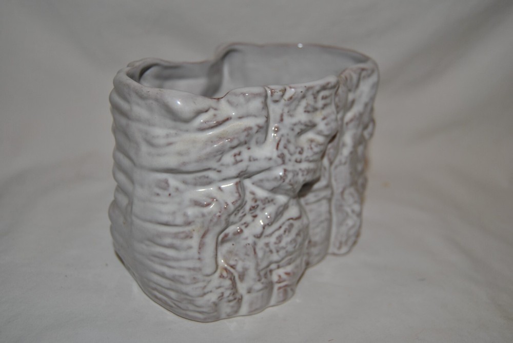 Frankoma White B3 Tree Bark Cork Planter