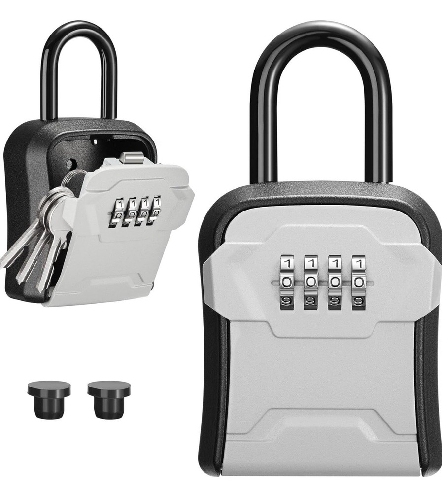 Lock Box, Key Lock Box Wall Mount & Portable Combination Lockbox with Resettable