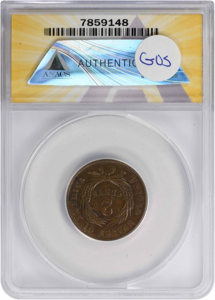 1868 Two Cent Piece AU50 ANACS