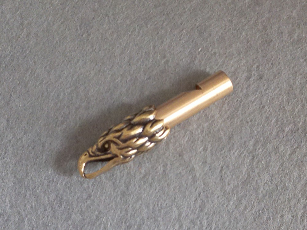 New Brass Detailed Eagle Head Whistle with Pendant/Key Chain Loop