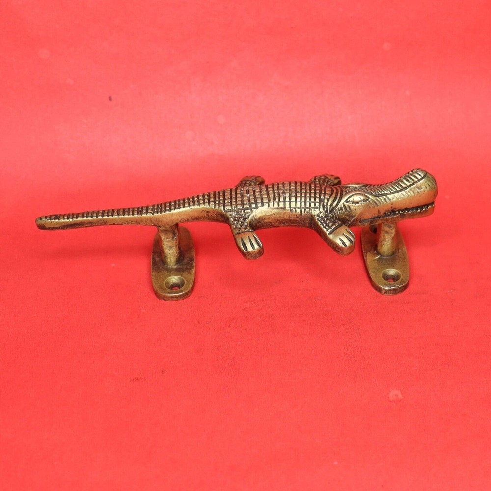 Crocodile Alligator Shape Vintage Style Handcrafted Brass Door Pull Handle
