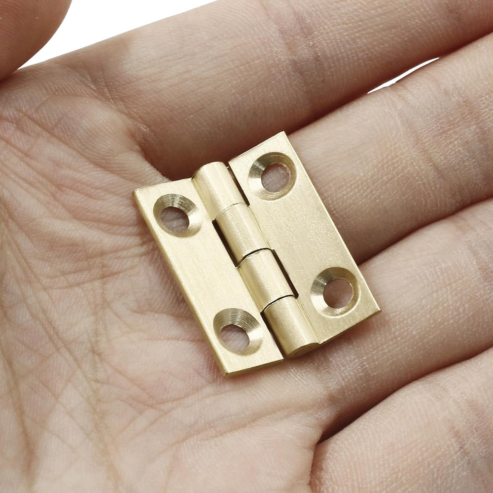 8 Pcs 1 Inch Mini Solid Brass Hinges，Brass Cabinet Hinge Small Box Hinges Butt H