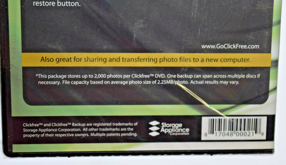 ClickFree Automatic Digital Photo Back-Up For Windows XP, Windows VISTA, & 2000
