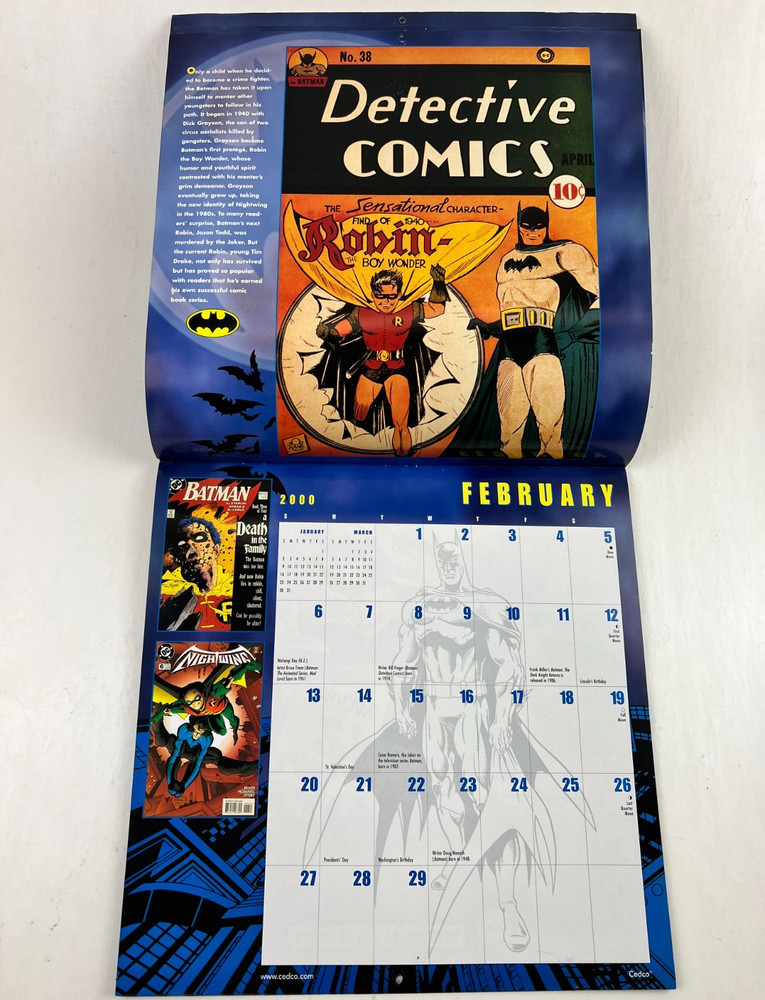 2000 Batman Calendar, DC Comics, No Marks 12"x12"
