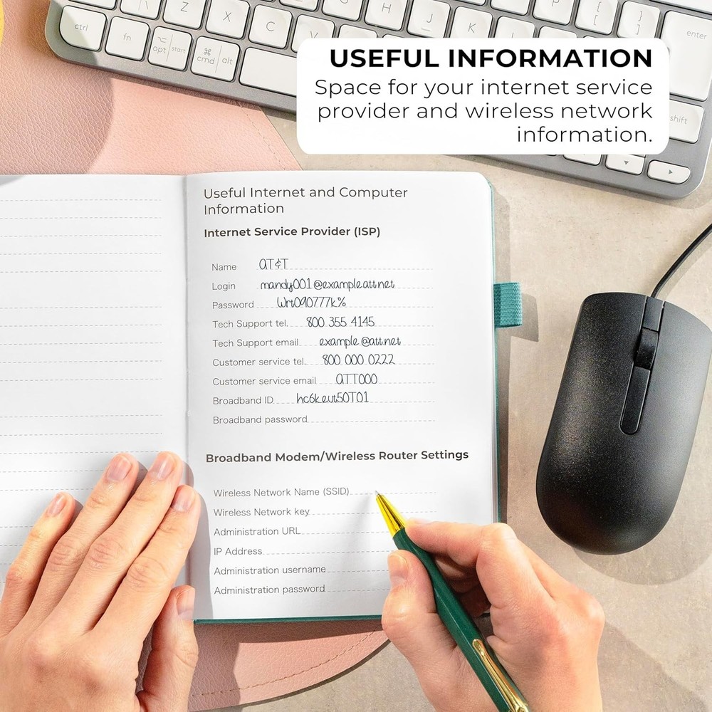Medium Password Organizer with Elastic Closure & Pen Holder | Secure Management