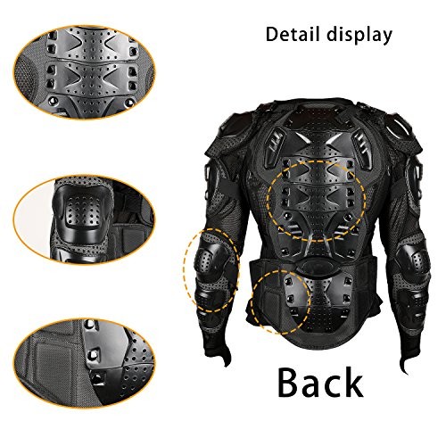 Motorcycle Full Body Armor Protector Removable Racing Jacket Large Black