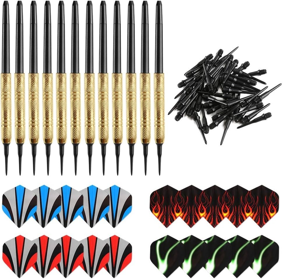 12Pc Darts Plastic Tip 14G Plastic Tipped Dart with 36 Extra 2BA Replacement Tip