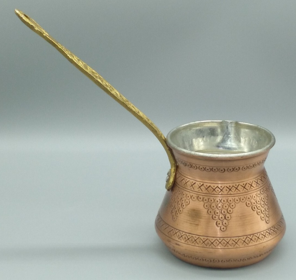 Crystalia Copper Coffee Cezve Brass Handle