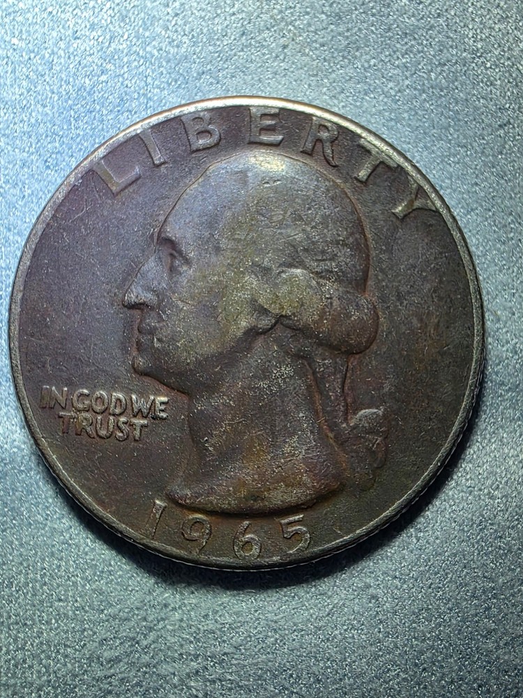 Rare 1965 Quarter No Mint Mark (MINT ERROR) Improperly Annealed black cladding