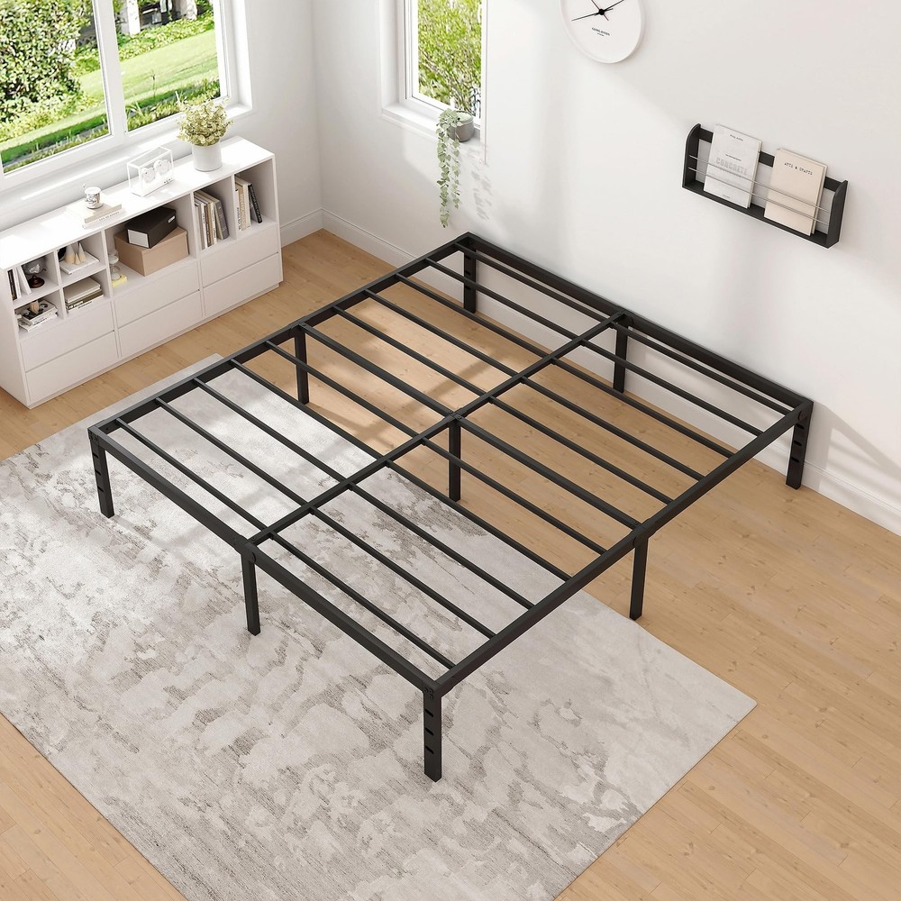 Metal Bed Frame,Queen Size Bed Frame with Storage Space,Heavy Duty Sturdy Mat...