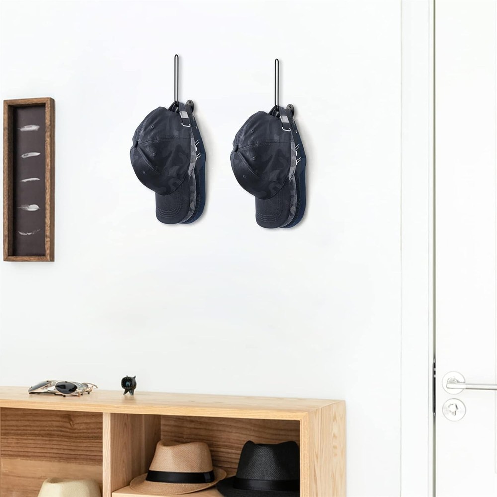 2 Set Hat Organizer For Baseball Caps Wall Hat Rack 5In Space Saving Holds Black