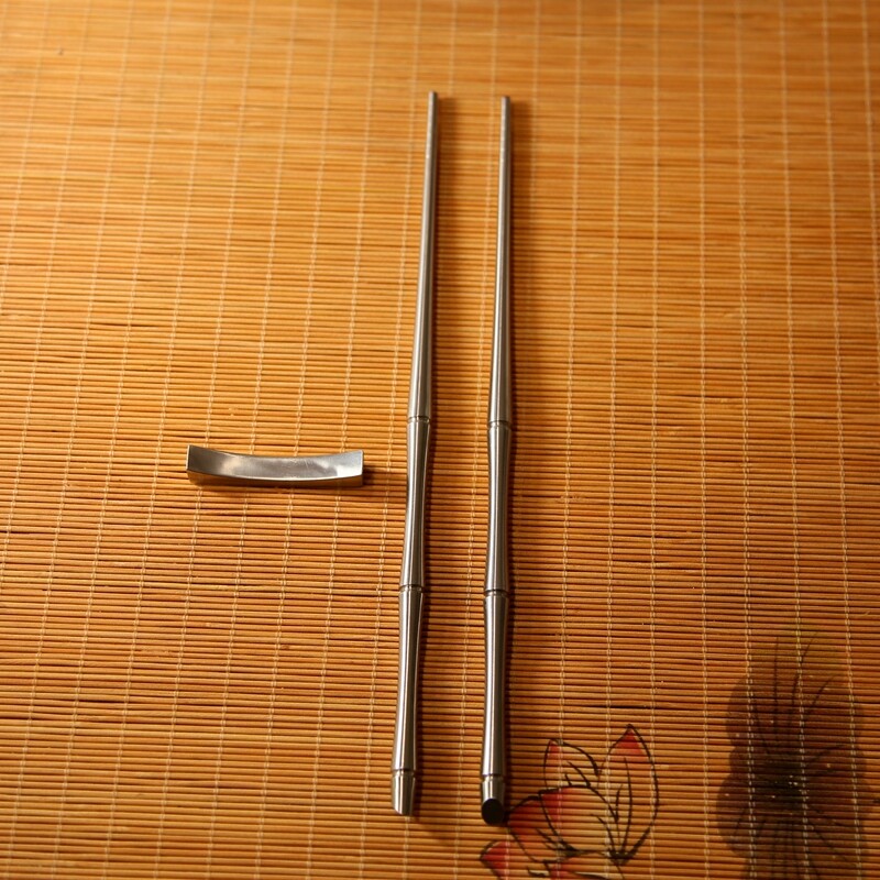 TC4 titanium alloy chopsticks non-slip Split type Solid chopsticks with Rest
