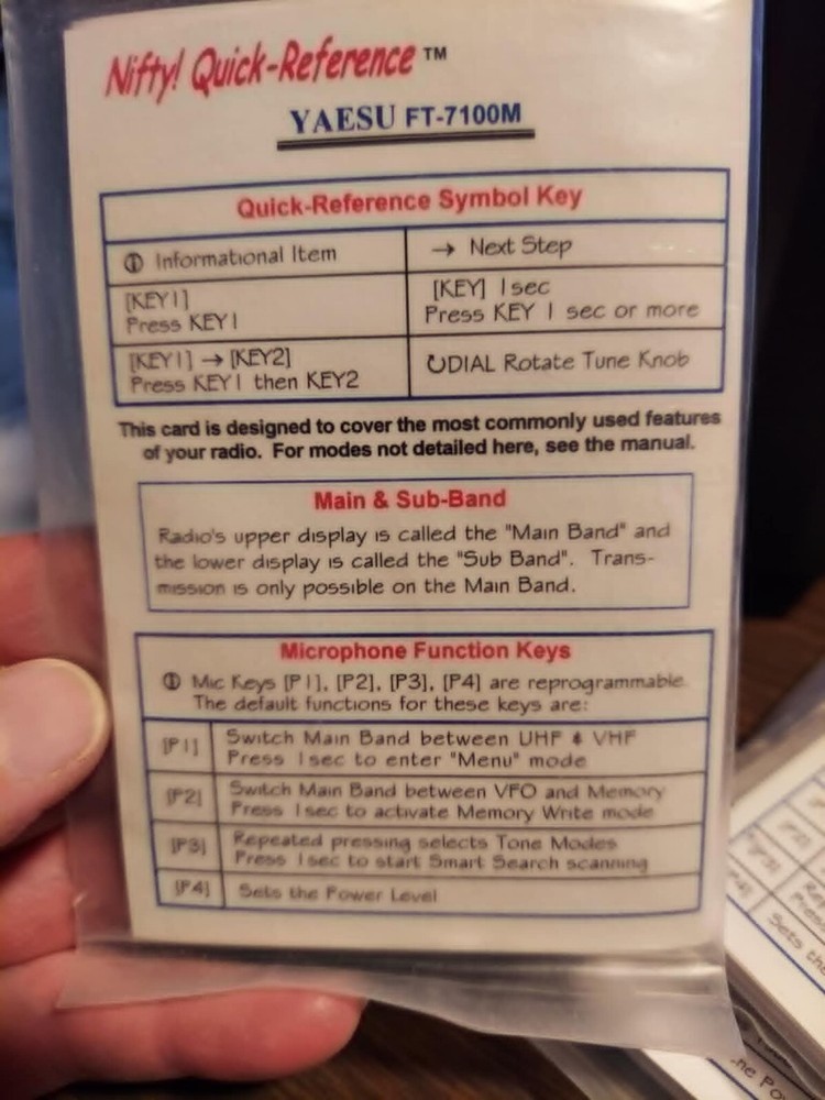 Nifty! Quick-Reference     Yaesu FT-7100M       ~~~NEW!!~~