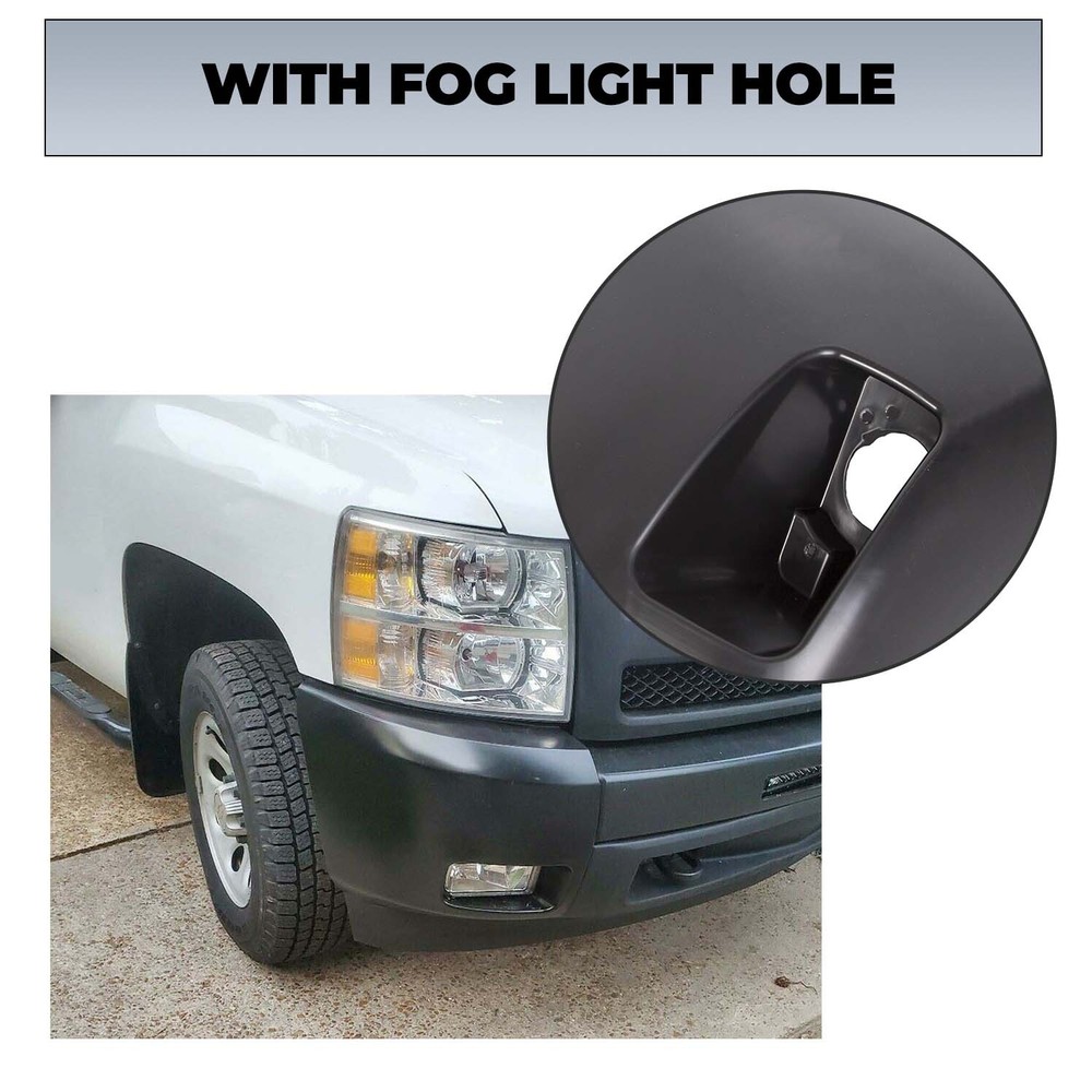 Bumper End Caps Set For 2007-2013 Chevy Silverado 1500 Fog Light Holes Front