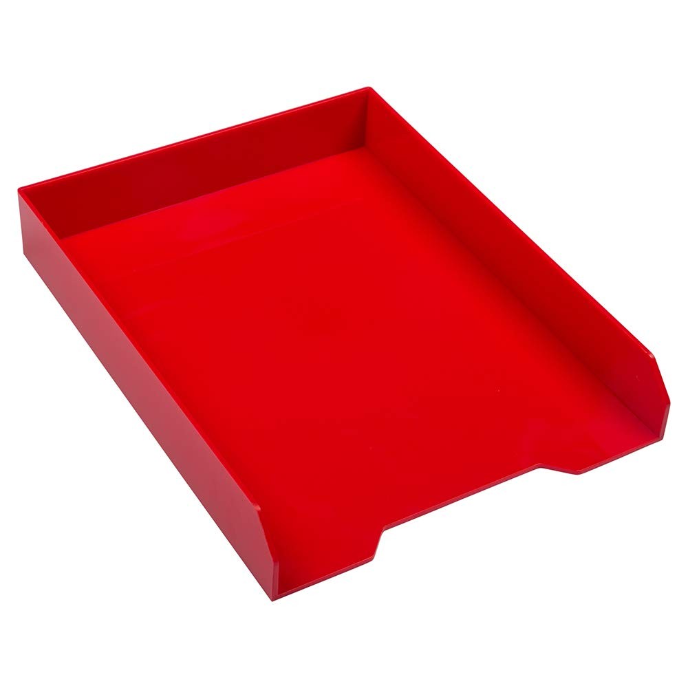 Stackable Paper Trays - Red - Desktop Document, Letter, & File Organizer Tray...