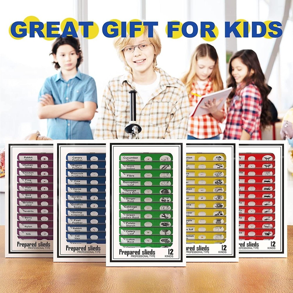 Experiment with 60 Prepared Microscope Slides - Perfect for Student Discovery