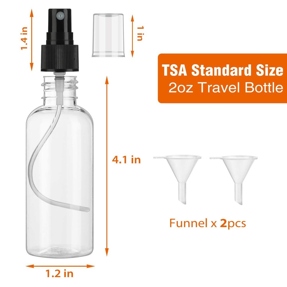 30 Pack 2 oz Fine Mist Mini Clear Spray Bottles with Pump Spray Cap