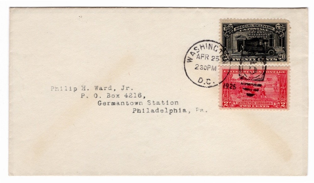 E14 Special Delivery 20c First Day Cover 1925  - Philip Ward