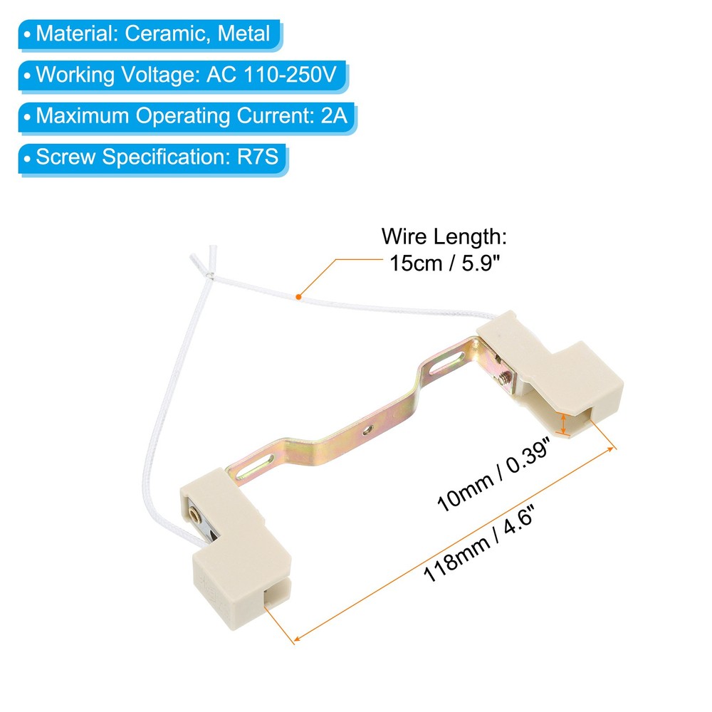 118mm R7S Socket Ceramic Lamp Holder Halogen - Socket