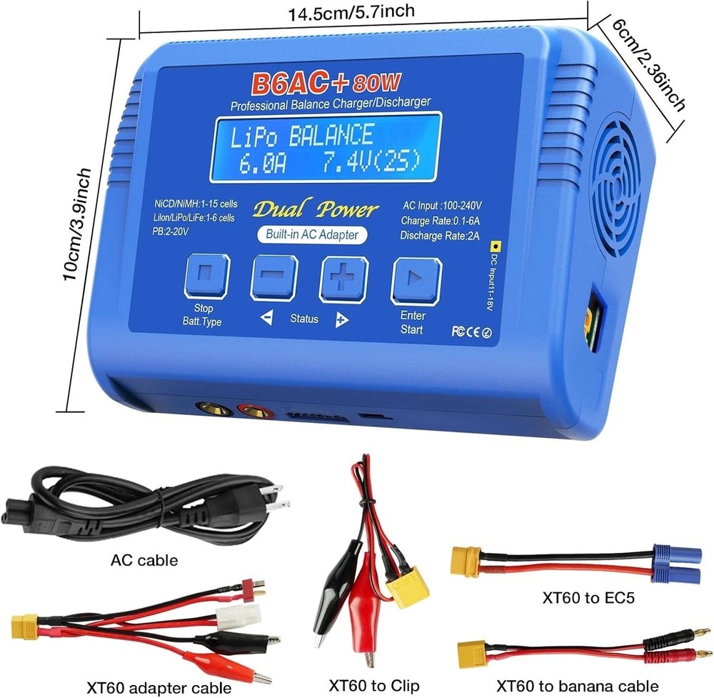 6A Digital RC Battery Charger with Fire-Proof Design & Multi-Mode Functionality