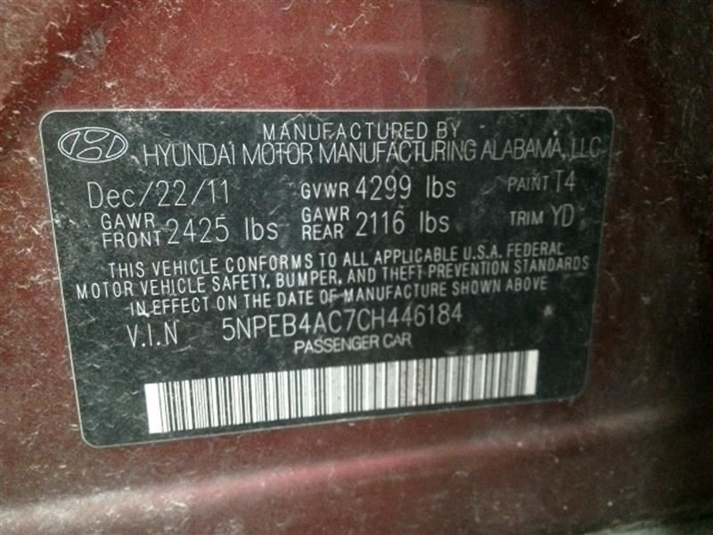 SONATA 2012 Keys/Latches/Locks 104622964