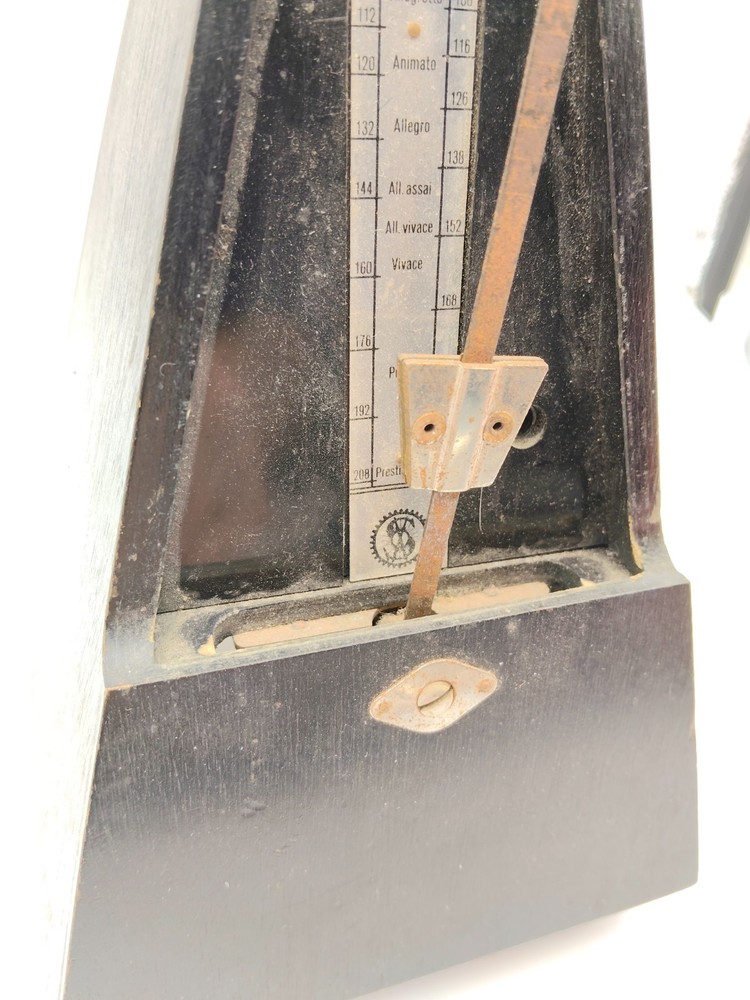 Vintage Metronome System Maelzel German Clockwork Metronome Timber Case -run -AF