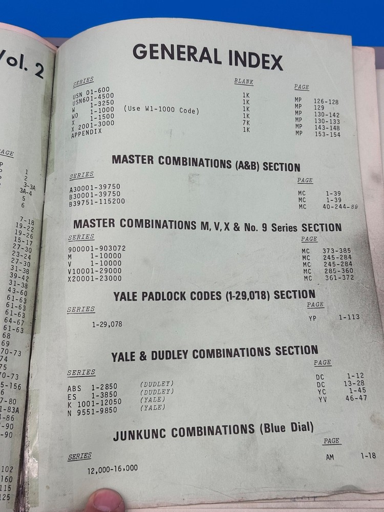 HPC MASTER PADLOCK CODES CATALOG
