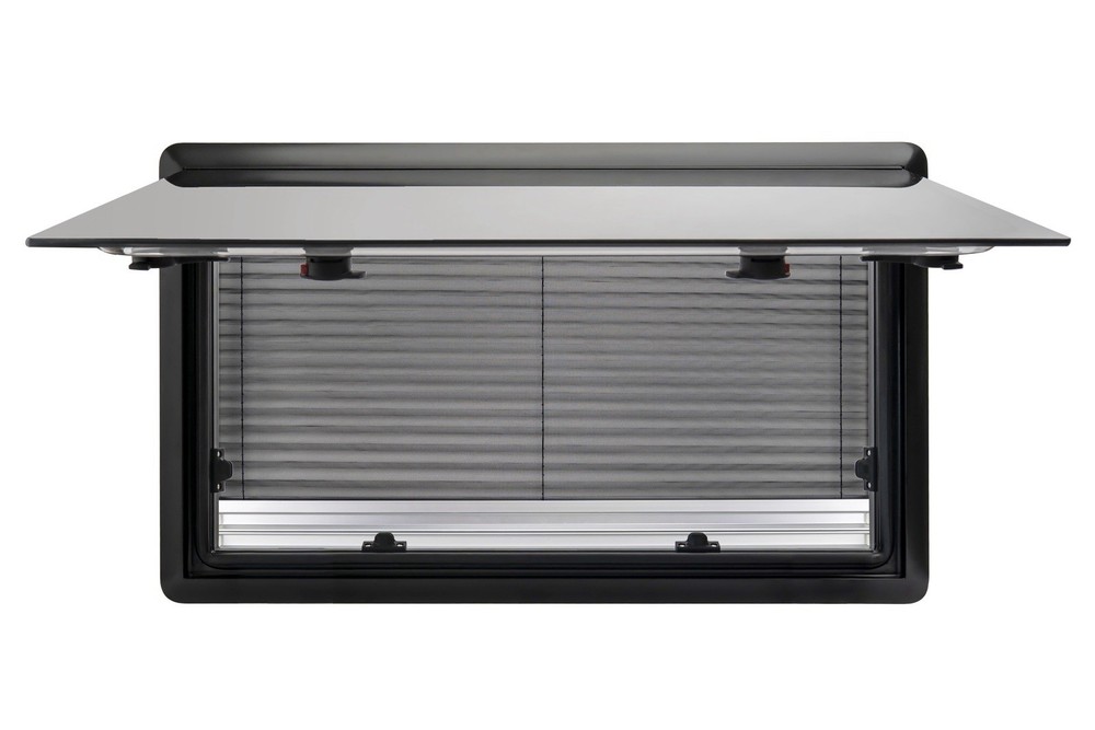 Camper Van RV Push Out Window 900 x 450mm / Double Walled + Roller Blind Screen