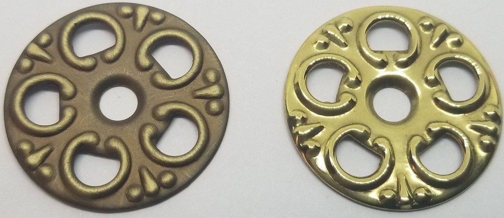 Stamped Brass BACKPLATE Victorian bail pull pierced rosette fancy decorative old