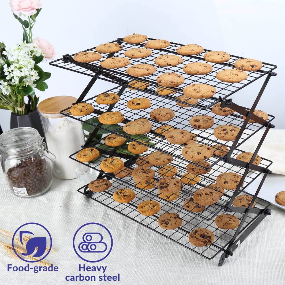 2/3/4-Tier Upgraded Collapsible Cooling Rack with Adjustable 3 Setting Design...