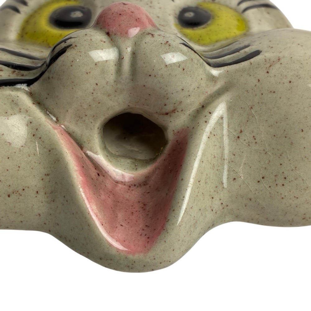Vintage Kitsch Cat Face, Ceramic Wall Mount