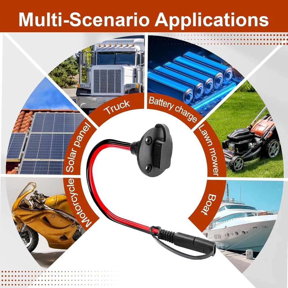 2-Pack 12AWG SAE Quick Connector 1FT Solar Battery Cable