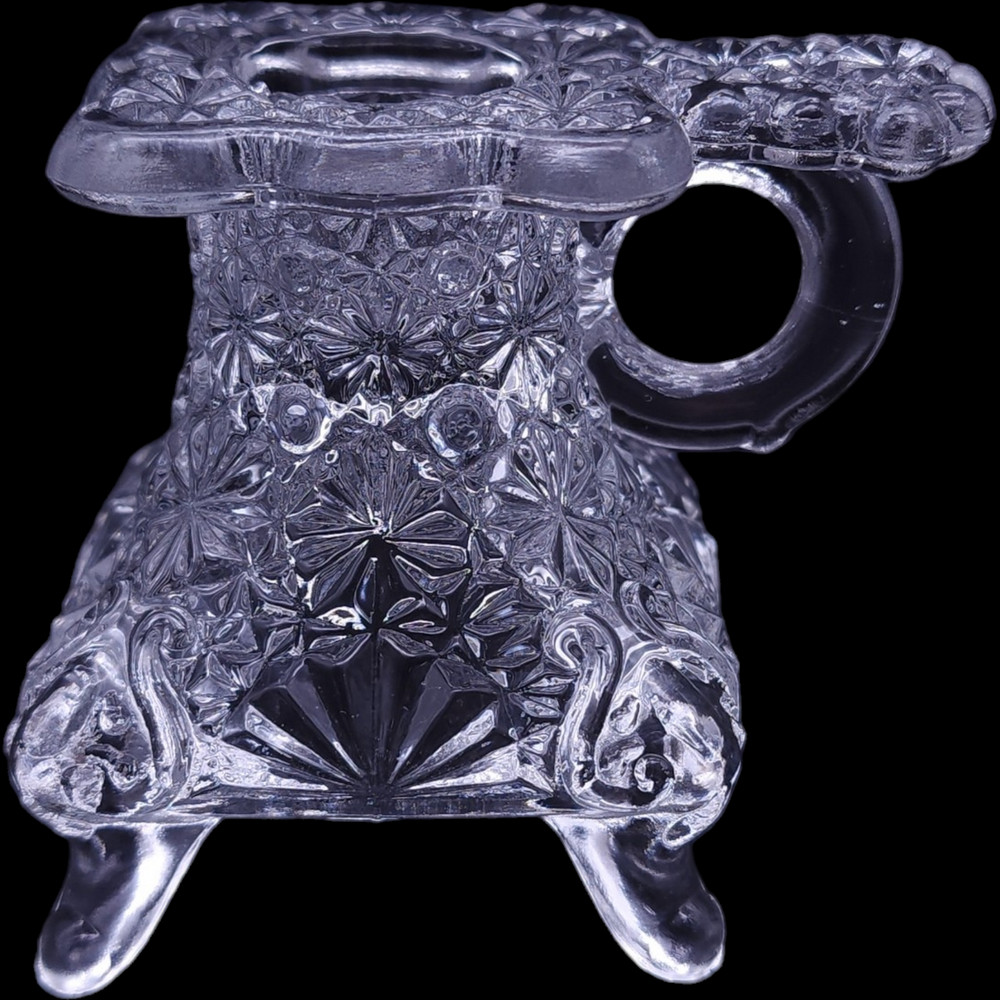 Pressed Glass Antique Stove Shape Candle Holder