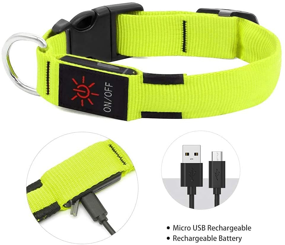 Illumifun LED Dog Collar, Adjustable Light up Collars, USB Rechargeable Glowing