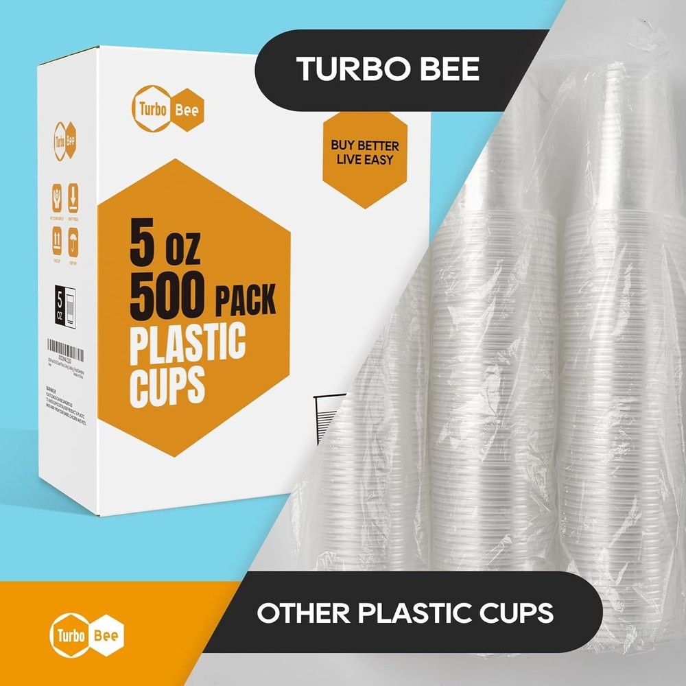 5oz Disposable Plastic Cups 500 Pack - Small Drinking & Sample Cups, Bulk Mul...