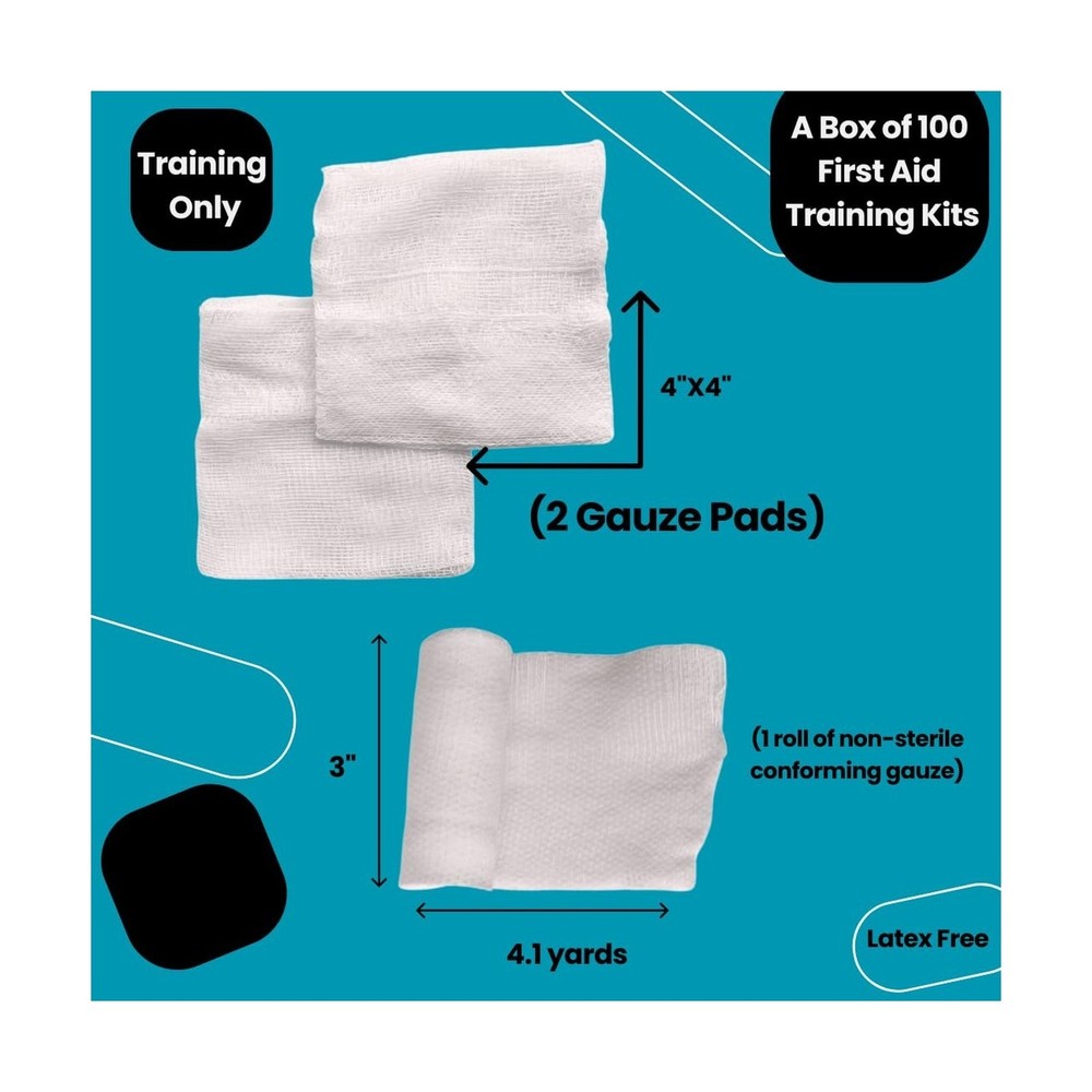 MCR Medical Box of 100 First Aid Training Kits, Basic