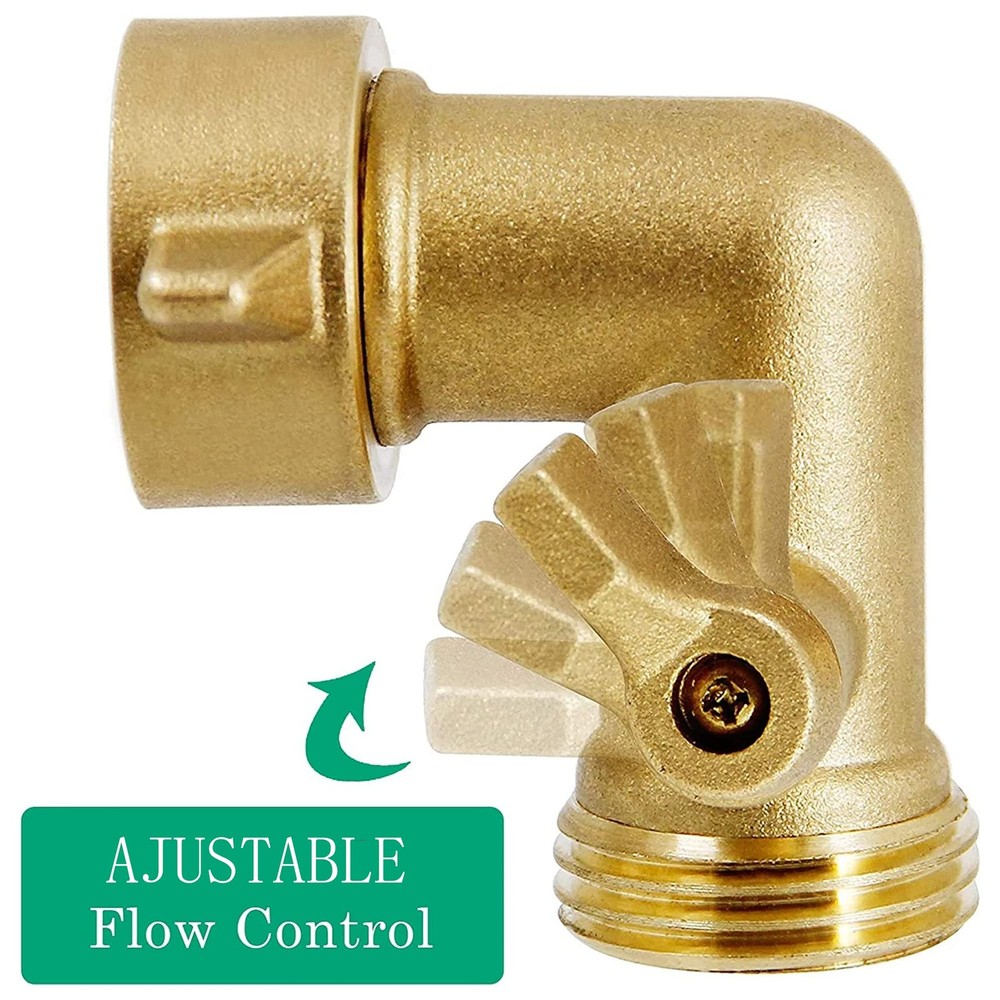 Tool 90 Degree Garden Hose Adapter with Shut Off Valves 3/4" Solid Brass...