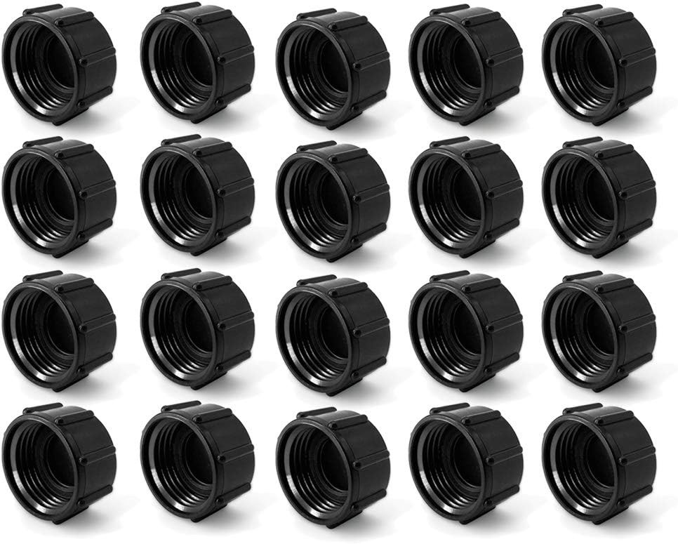20 Pack Plastic Hose Caps for Garden Hose, 0.75 inches, Black
