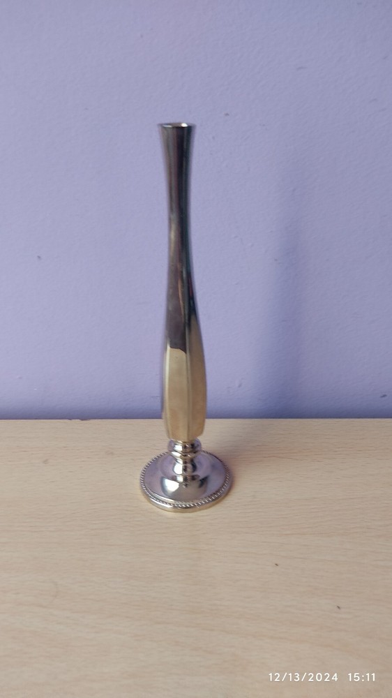 Silver Tone Bud Vase 8 in High