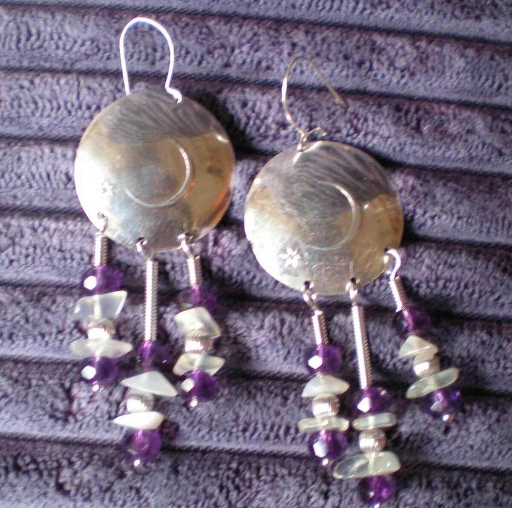 Amethyst & Moonstone Sterling Silver Earrings e164