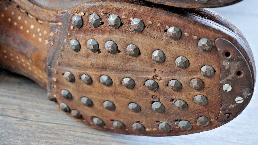 CAVALRY MARCHING BOOTS brown, still unblackened, nailed ORIGINAL WWII MINT